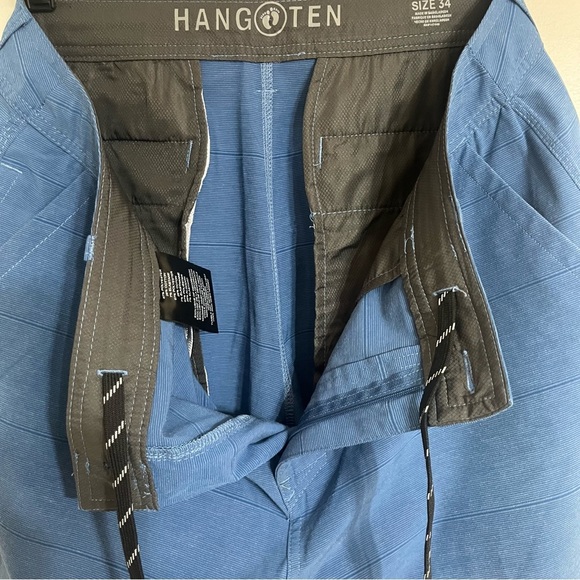 Hang Ten Blue Flat Front Belt Loops Casual Golf Shorts Mens Size 34 - Picture 11 of 14